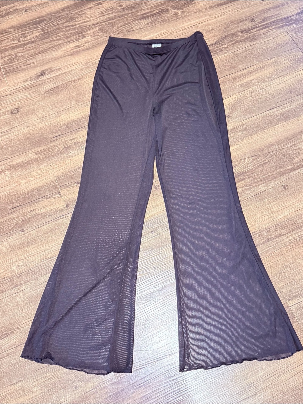 Wild fable Sheer Flared Mesh Pants - Black